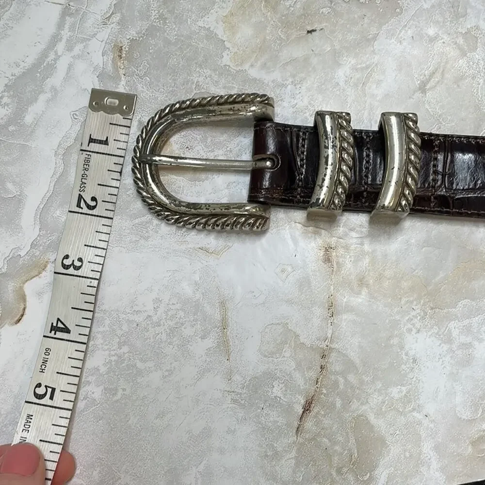 Vintage Brighton-style western croc leather belt